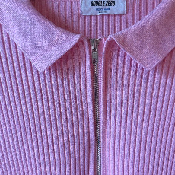 Pink Ribbed Zip-Up Sweater - Picture 3 of 7